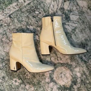 Sam Edelman Patent Ivory Ankle Booties